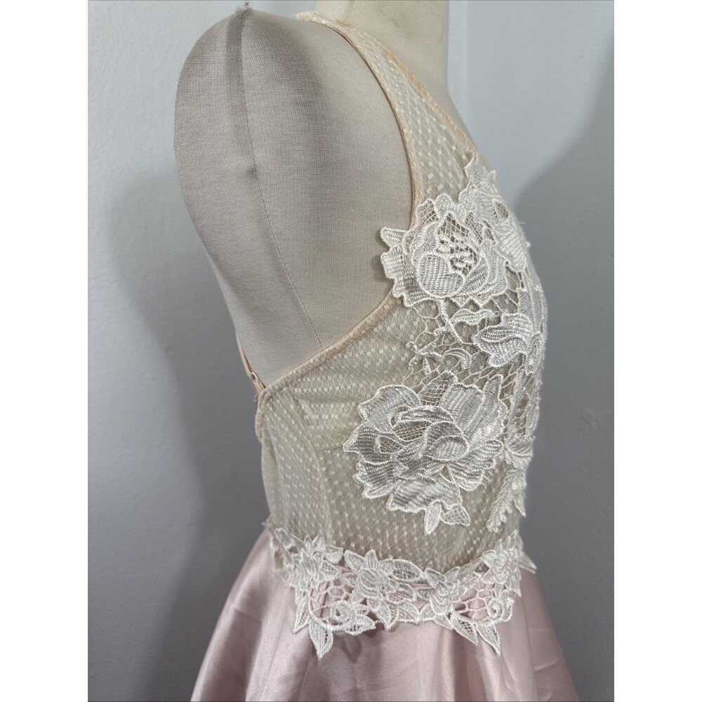 A Peach‎ Dress Womens M Champagne Strapppy Back Feminine Party Events Y2K - Picture 6 of 11